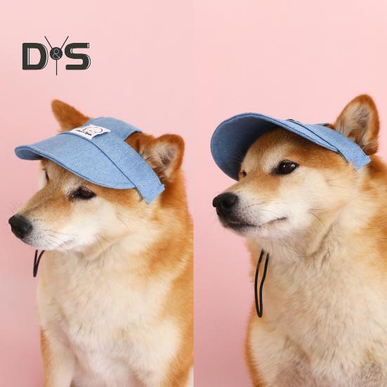 Pet Cartoon Baseball Cap with Ear Holes Dog Outdoor Sun Hat with Adjustable Straps UV Protection Visor Hat for Small Medium Dogs Cats