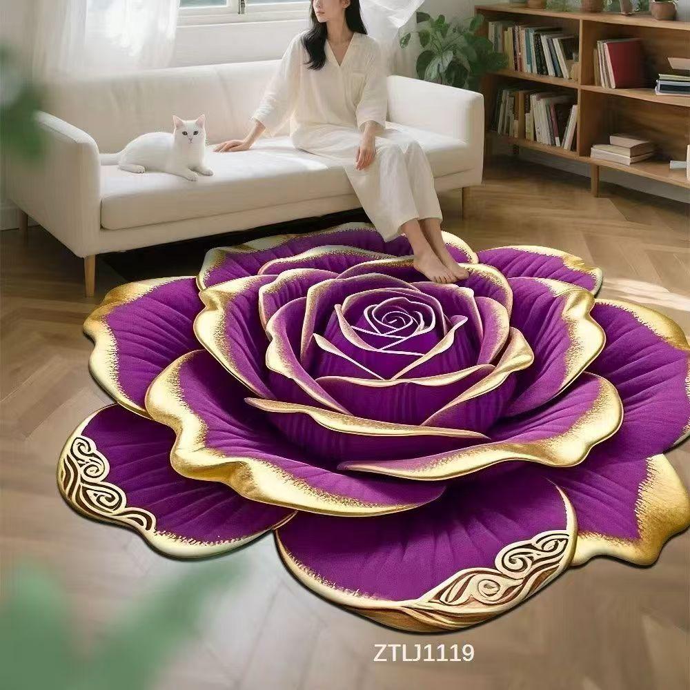 WTEMPO 3D Flower Carpet Bedroom Carpet Bathroom Floor Mat Anti Slip Floor Mat