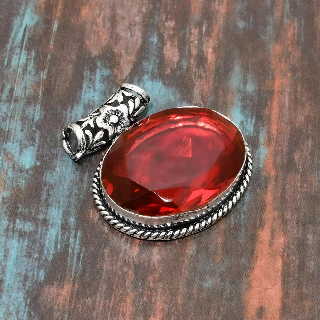 Moçambique granat, ädelsten handgjorda smycken solid 925 sterling silver hänge