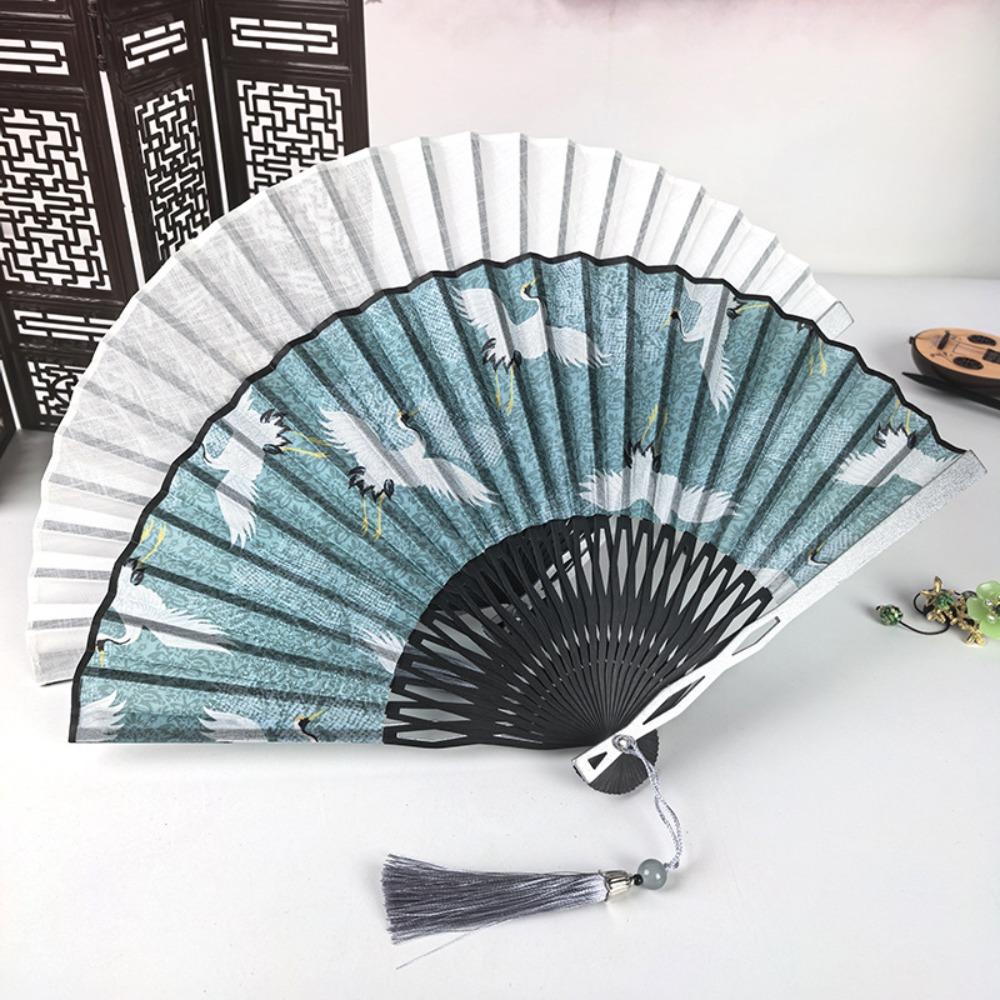 Vintage Chinesischer Stil Faltfächer Stofffächer Tanzfächer Tragbar Sommer Handfächer Bühne