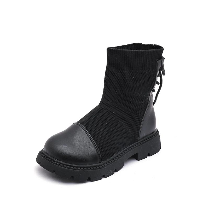 

Girls Black School Boots Spring Autumn Classic Kids Platform Leather Boots Patchwork Versatile Children s Ankle Boots 27 чёрный