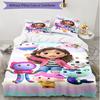 3pcs Duvet Cover Set (1*Duvet Cover + 2*Pillowcase, Without Core), Gabby's Dollhouse Print Soft All‑Season Bedding Set, Home Bedroom Decor Gift