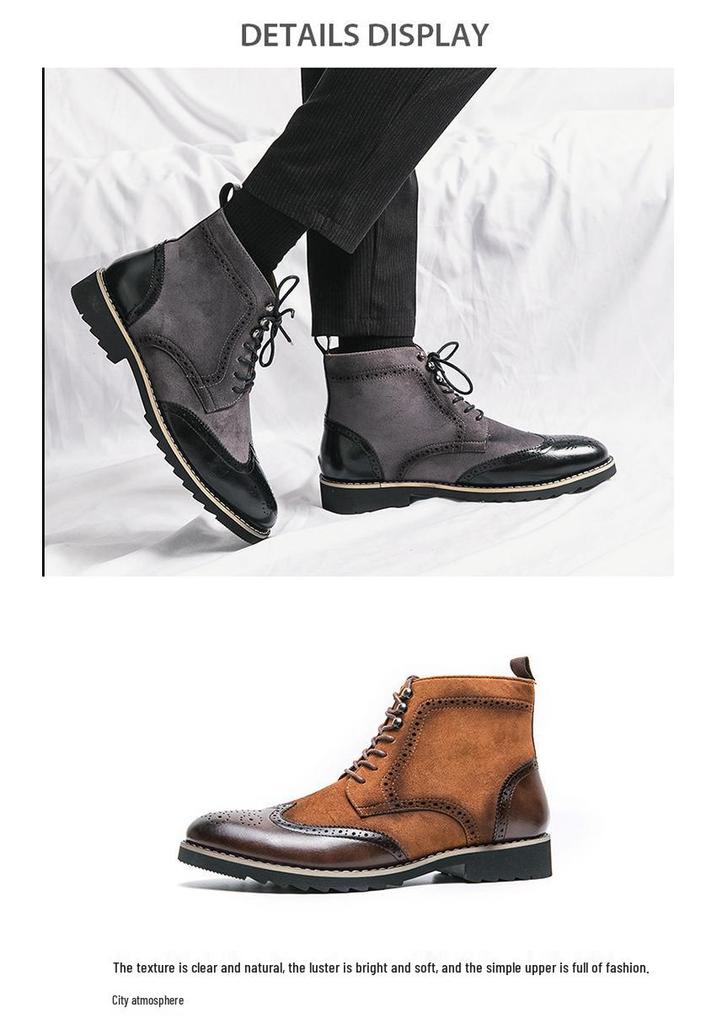 Plus Size Men's Autumn/Winter Leather Chelsea Boots - British Style High-Top Fashion
