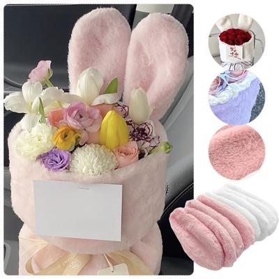 Semi-finished Plush Rabbit Bouquet Packing Wrapping Material Rabbit Ears Valentine Day Xmas Party Gift Packing DIY Material