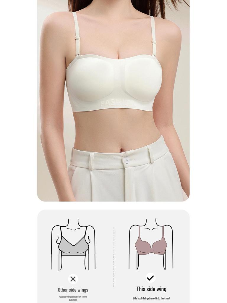 Invisible Strapless Anti-Slip Bra for Women - Seamless Gathered Bandeau for Small Chests