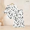 Women Plus Size Two Piece Set Round Neck Flared Half Sleeve Abstract Printed Black White Top And Long Pants