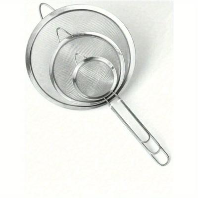 3pcs(S-M-L) Colino a Maglia Fine in Acciaio Inossidabile con Manico - Utensile da Cucina per Setacciare