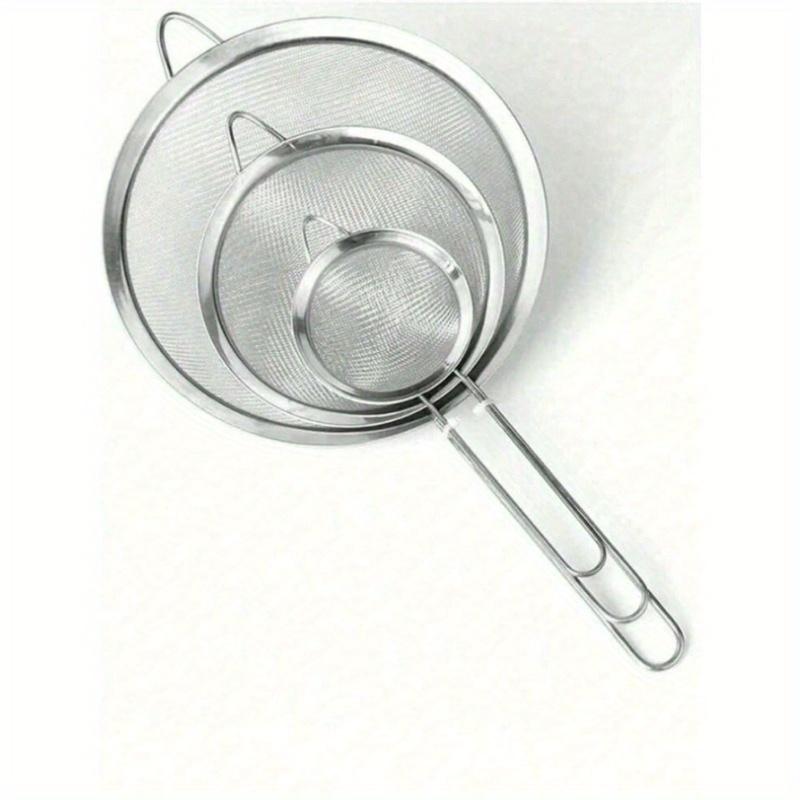 3pcs(S-M-L) Stainless Steel Fine Mesh Strainer with Handle - Kitchen Tool for Sifting and Sieving
