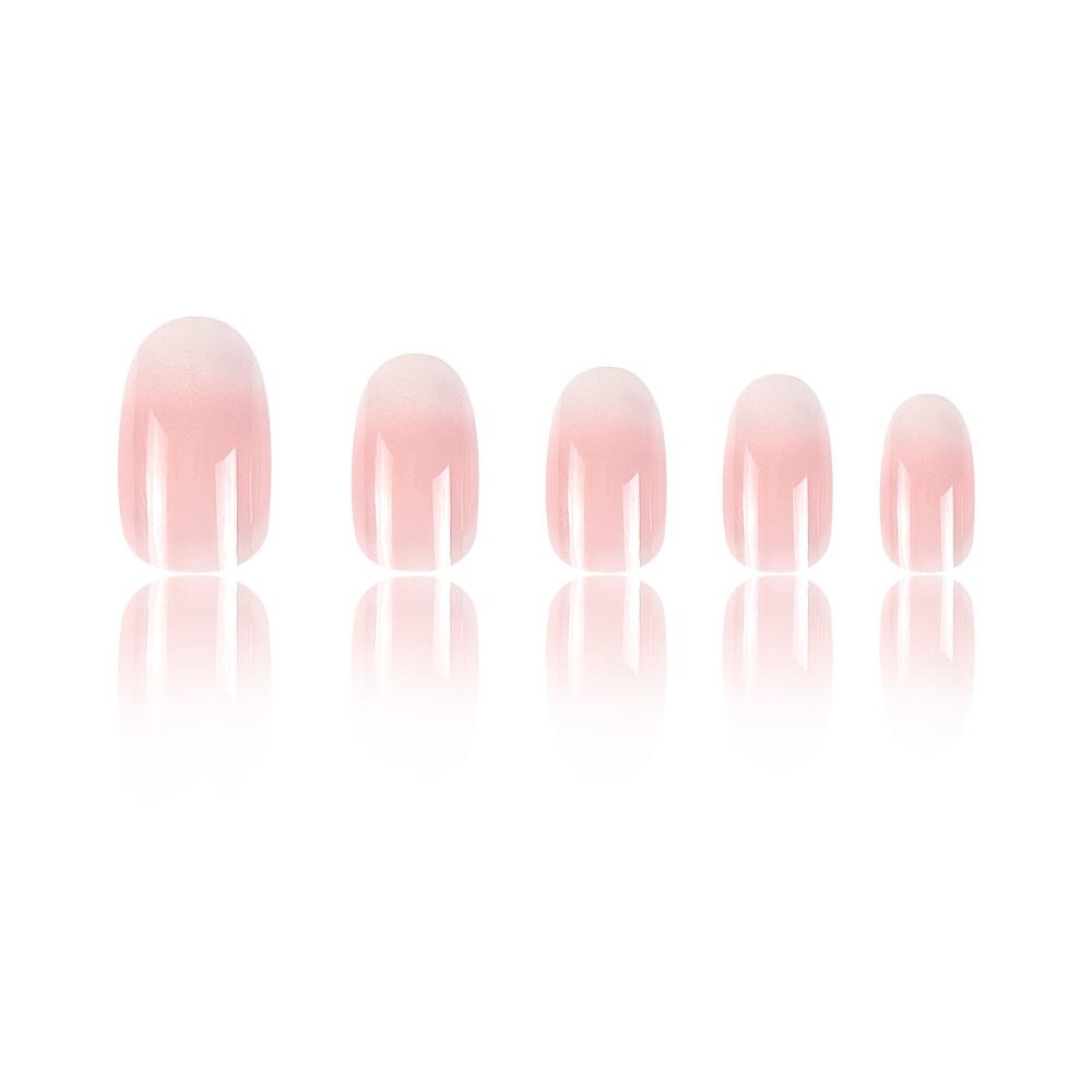 24Pcs Medium Oval Press On Nails Pink Gradient Color Fake Nails Glossy Manicure False Nails Full Nail Tips