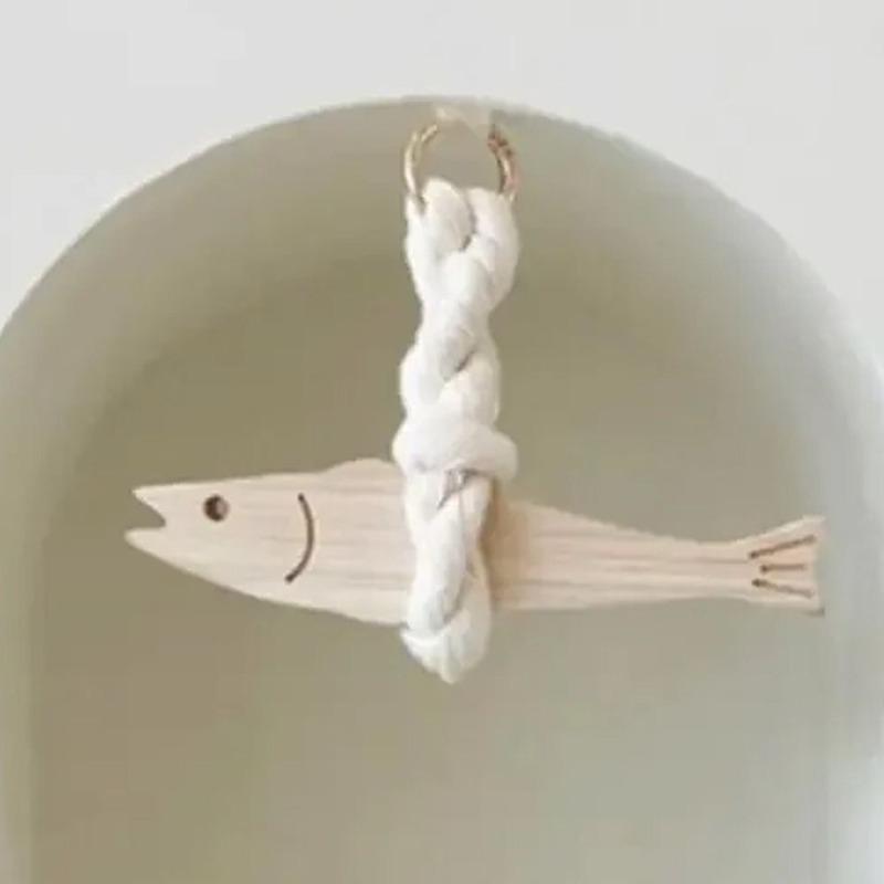 1PC Lightweight Wooden Fish Car Ornament Hangable with Bell Pollack Door Pendant Ultra-thin Fish Wall Art Bedroom