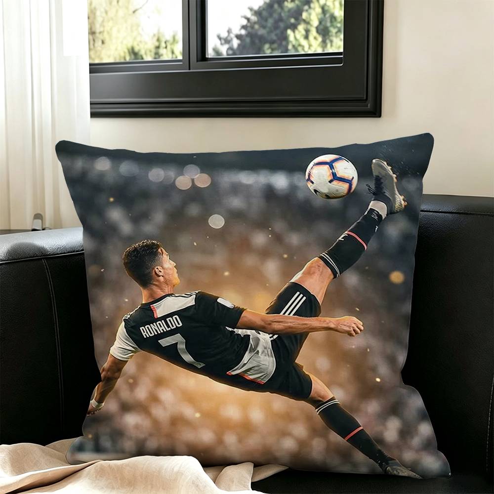 CR7-Ronaldo Football Pillow Case Square Double-Sided Sofa Cushion Cover Bedroom Bedside Pillow