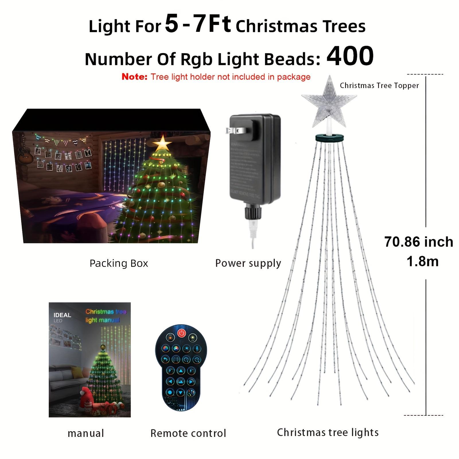 

Рождественская елка, наружное рождественское украшение с дистанционным управлением и управлением через приложение, гирлянда с RGB-цветами, таймер на 400 светодиодов для Рождества 1.8 meters/6 feet - 2 pieces