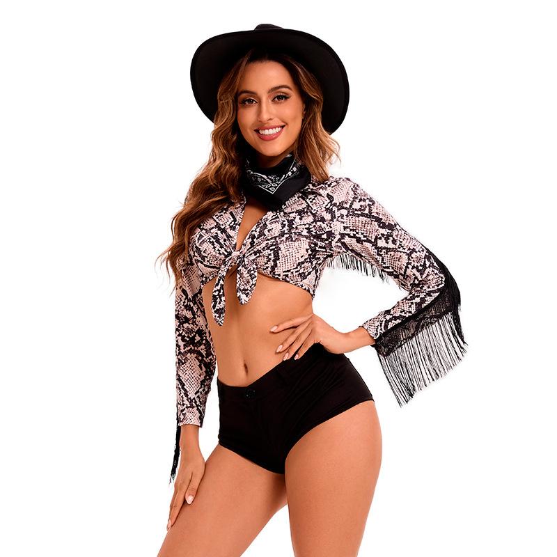 Halloween Snakeskin Women's Costume Adult Female Western Cowboy Jazz Stage Costume Suit Women's Clothing