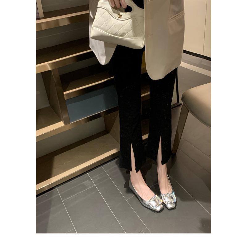 Rhinestone light mouth square head silver with skirt single shoes women's new leather Mary Jane shoes ladyshoes