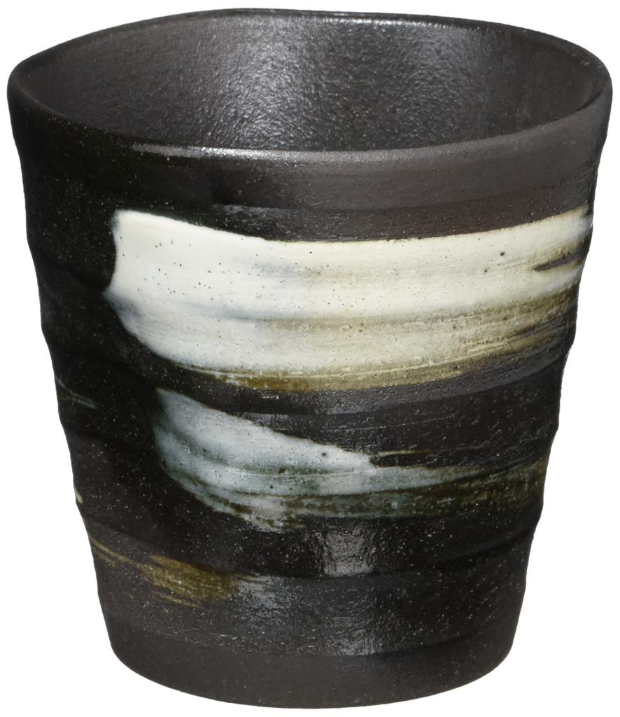 Yamashita Craft Black Ceramic Blown Deformed Rock Cup 9.4 X 9.4 X 9.6cm 11319100