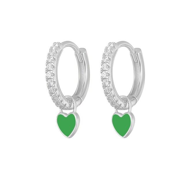925 Silver Huggie Heart Hoop Earrings for Women Geometric Love Earring Crystals Zircon Piercing Silver Jewelry Girls