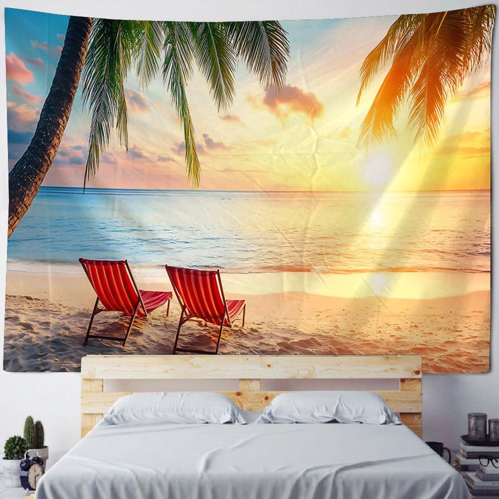 Sea View Tapestry Wall Hanging Bohemian Home Decoration Polyester Fabric Used For Living Room, Bedroom, Dormitory, Fast Shipping