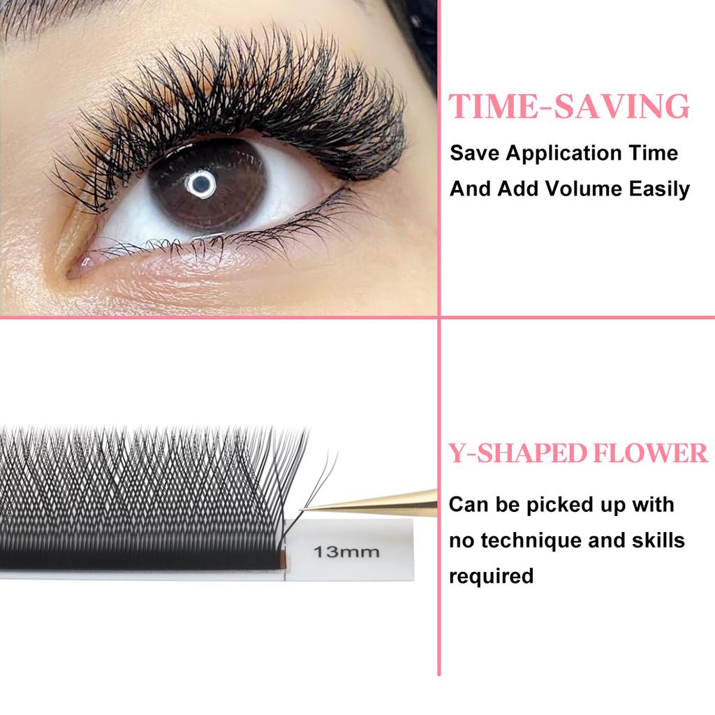 Super Black Mix8-15 YY Lashes 0.05 0.07mm Korean PBT Fiber Handmade 12 Rows Y Shape Volume Eyelash