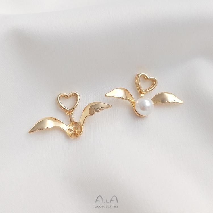 

Кулон «Сова с крыльями и бантом», заполненный золотом 14 карат, с держателем для бусин, на цепочке