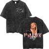 Hilary Duff The Lucky Me Tour  Vintage Washed Tshirt Fashion Aesthetic Short Sleeve Tshirts Men Women Casual Loose T Shirt