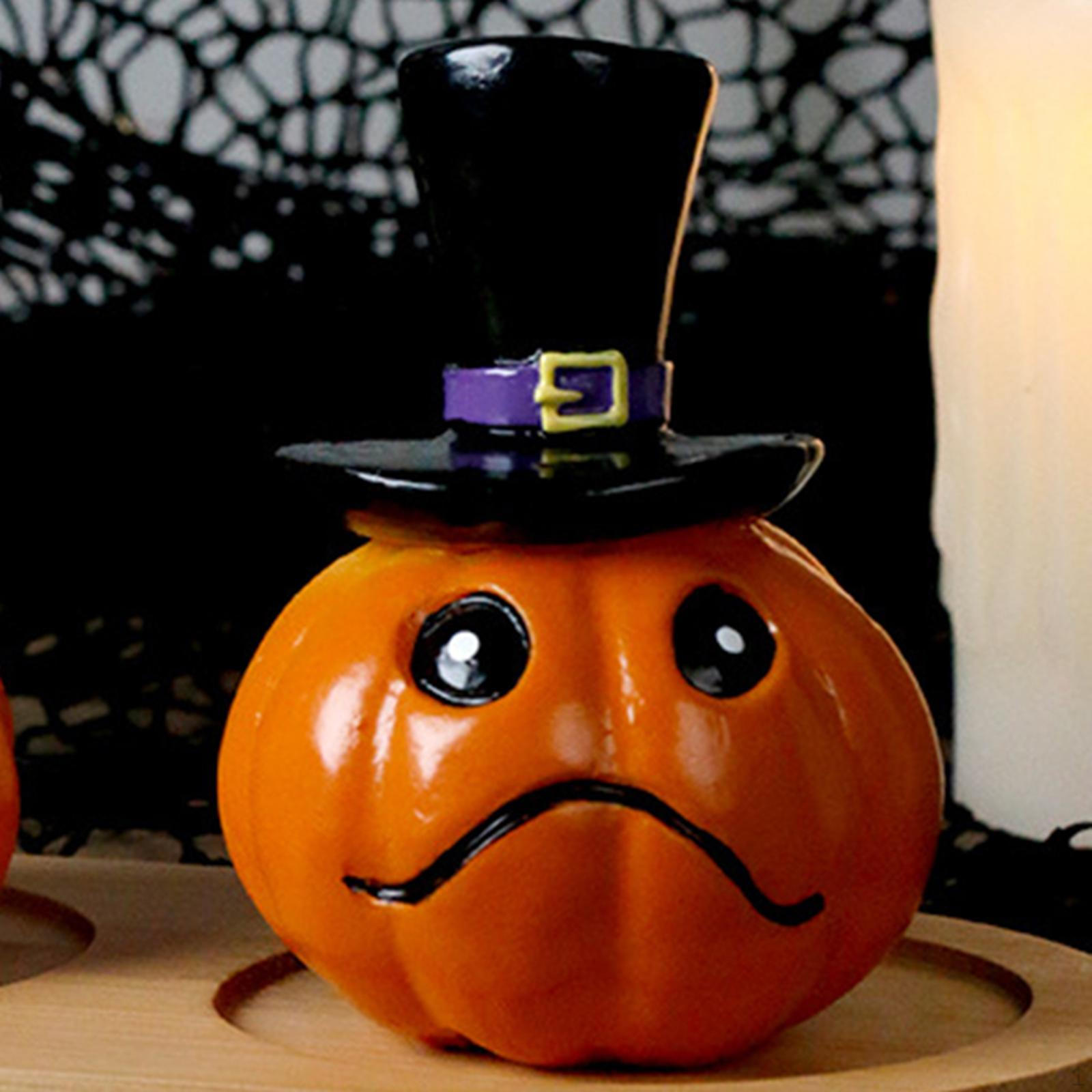 

Halloween Pumpkin Decoration Decorative Statue Resin Table Centerpiece Ornament Tabletop for Home Style B