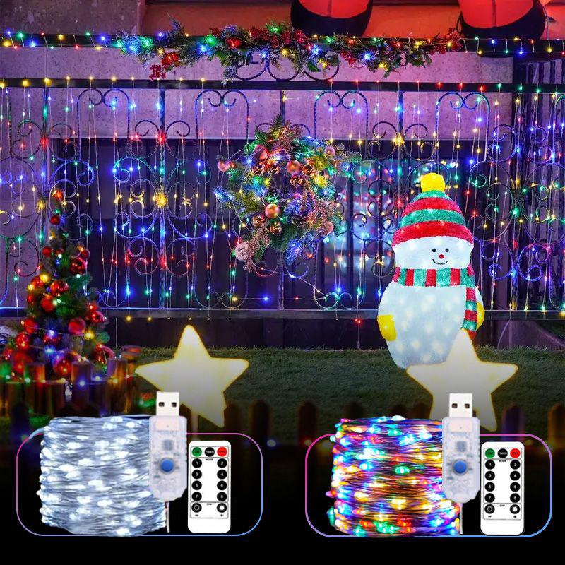 USB Dimmable Copper Wire String Fairy Lights with Remote Control for Bedroom Ceiling Christmas New Year Indoor Home Party Decor