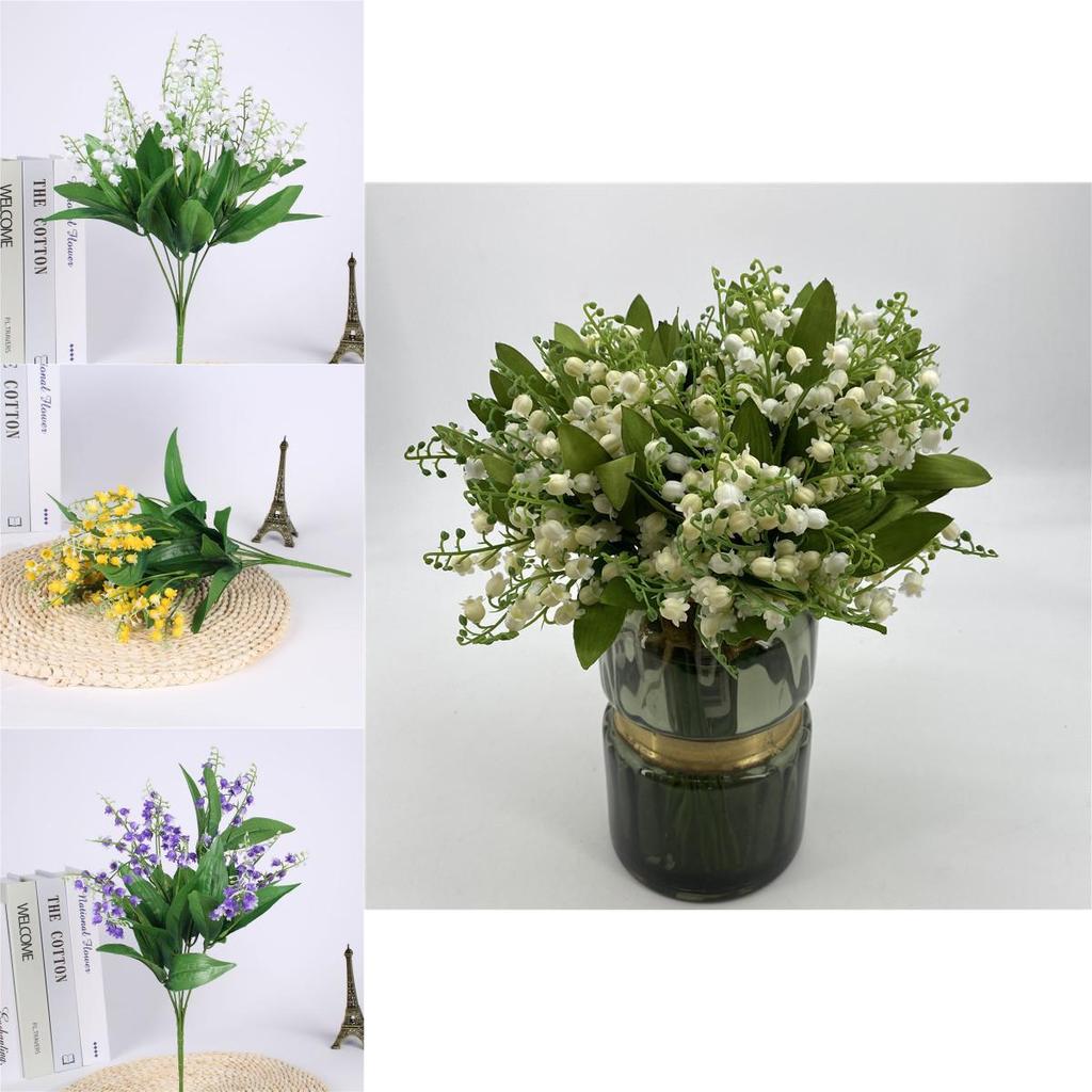 Beautifully Crafted 7 Branch Fake Lily Of The Valley Bouquet For Luxurious Event Decoration