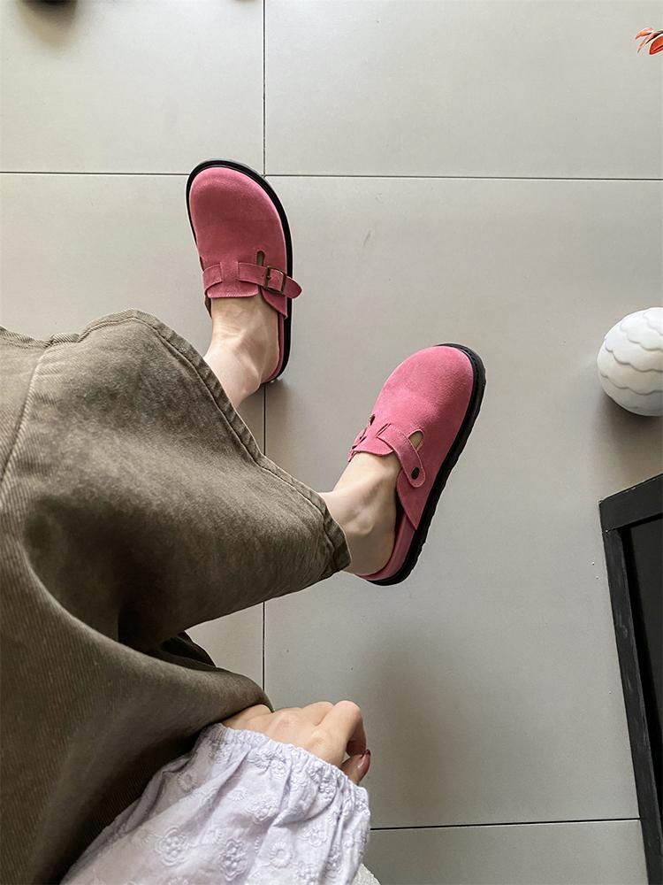 Fashion Slingback Top Quality New Leather ink panties For Women Retro Fashion Summer All-Match Sandals Shoes soft-Soled susal Sandals