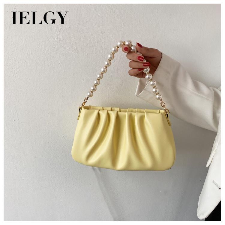 IELGY High-grade Pearl Fold Clouds Underarm Bag Crowdsourcing Women New Summer Joker Shoulder Messenger Bag