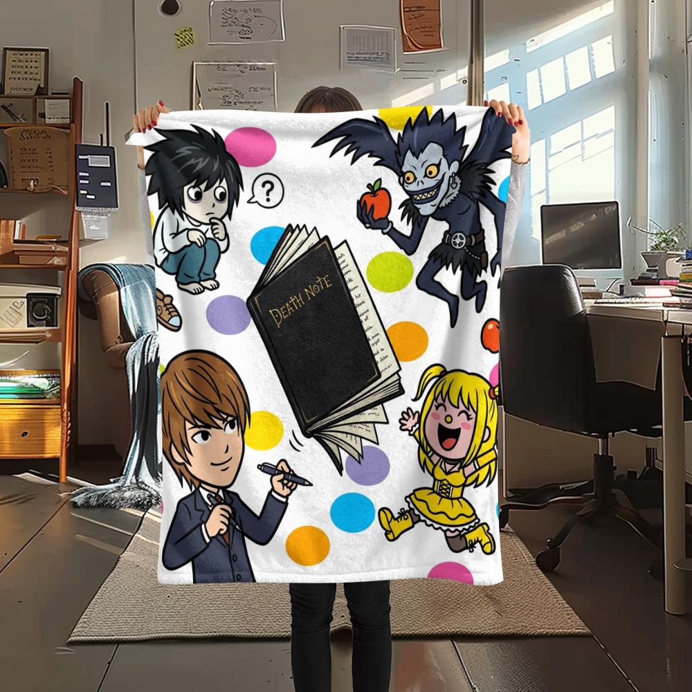 1PC Death Note Patterned Flannel Blanket Suitable For All Seasons For Home Decor Warmth And Comfort Gifts Holiday Present