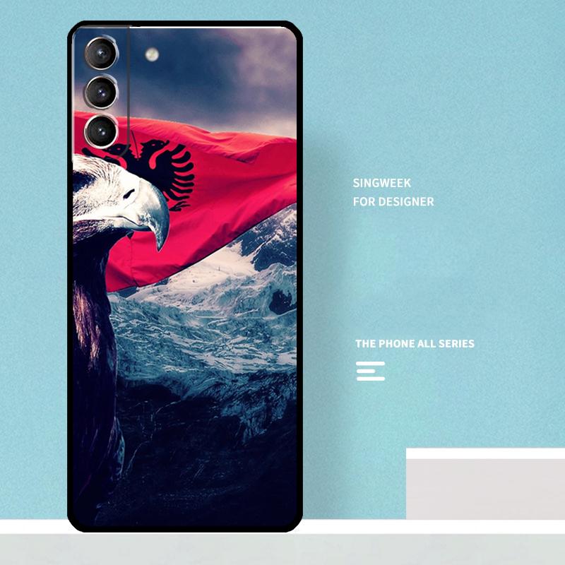 Albania Flag Eagle Case For Samsung Galaxy S25 Ultra S21 S22 S23 S24 Ultra S9 S10 S20 Plus S25 FE Phone Cover