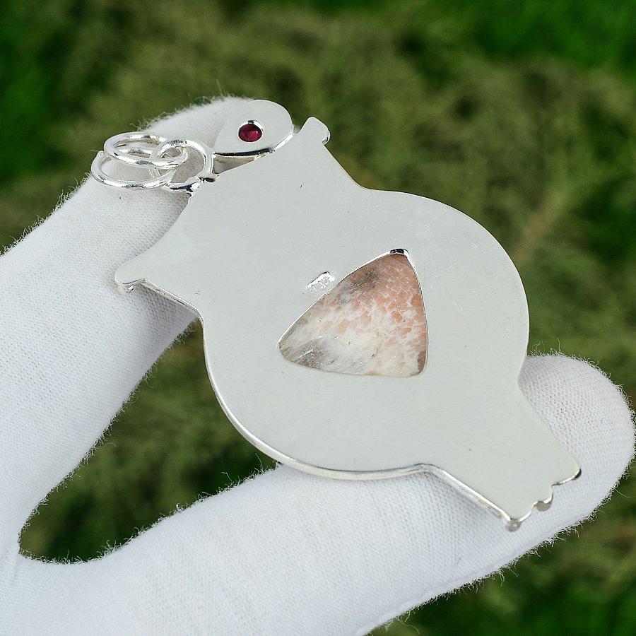 Friendship Day Sale Scolecite Gemstone Rubillite Sterling Silver Pendant Jewelry