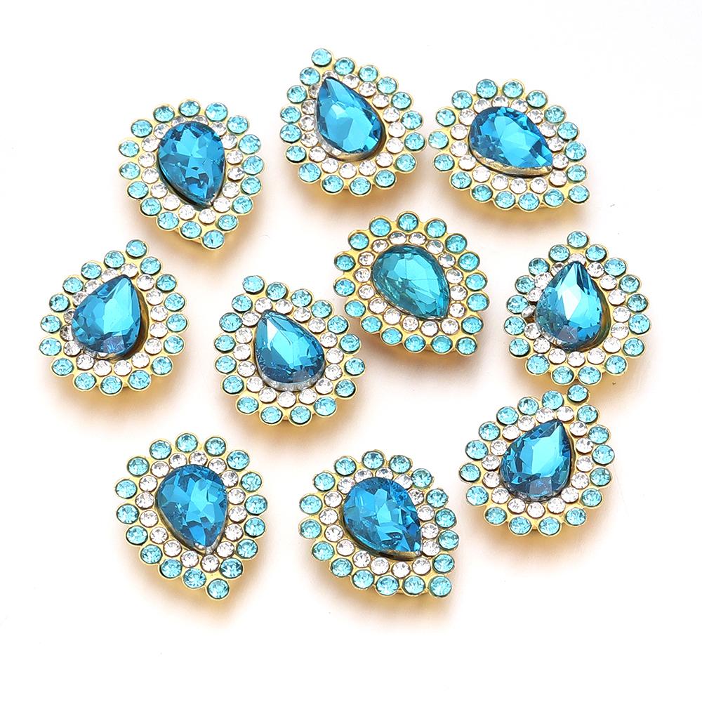 10pcs/lot Sunflower Waterdrop Rhinestones Metal Gold Claw Bottom Acrylic Rhinestones Beads DIY Earrings Headwear Jewelry Making