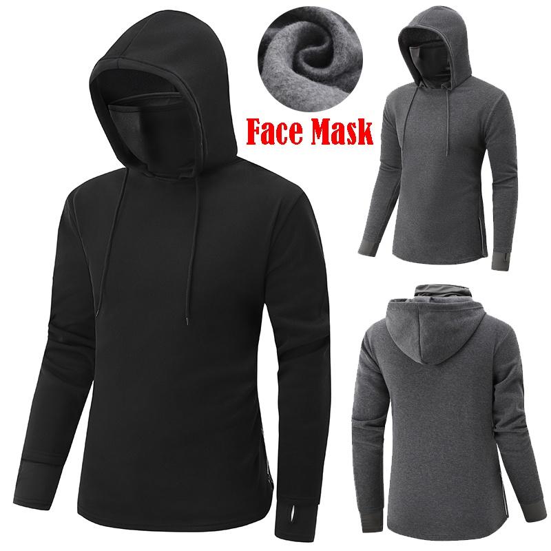 Pullover Mens Hoodie Hooded Sweatshirt Face Mask Tops Winter Hoody Blouse Jumper