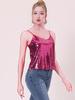 Allegra K Sequin Shiny Metallic Tank Hot Size M Camisole, Sleeveless, Top, Women's, Pink,