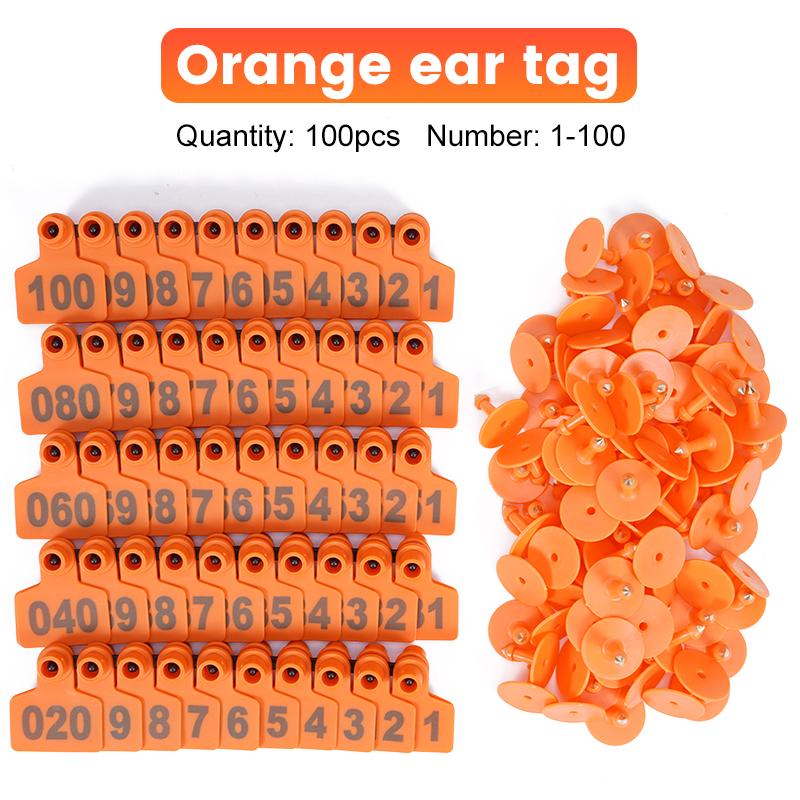 

100Sets TPU Cow Pig Ear Tags for Livestock, Cow Cattle Ear Tags, Farm Animal Ear Tags, Pig and Sheep помаранчевий