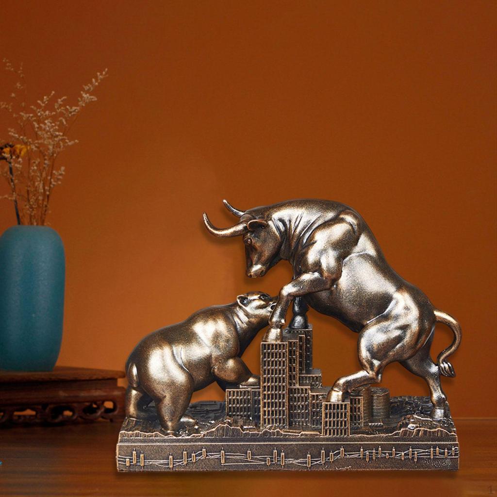 Staty Djurskulptur Heminredning Wall Street-tjur Hartsfigur för Vardagsrumsskåp