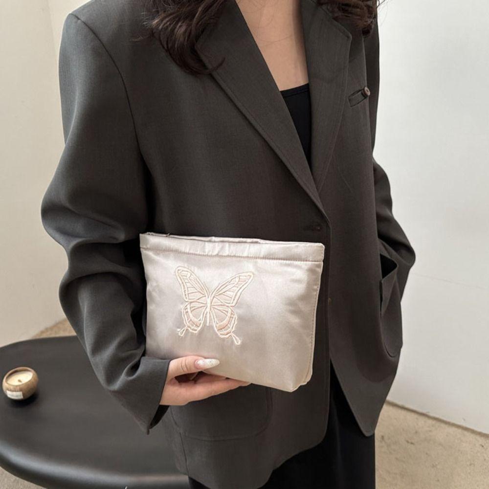 Large Capacity Women Clutch Bag Embroidered Party Banquet Bag Butterfly Cosmetic Bag  Travel