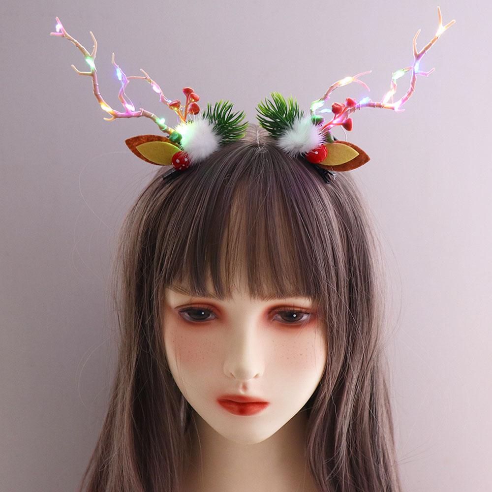 Make Up With Led Light Flower Branch Twig Women Hair Clip Korean Style Hair Clip Christmas Antlers Hairpin Hair Accessories