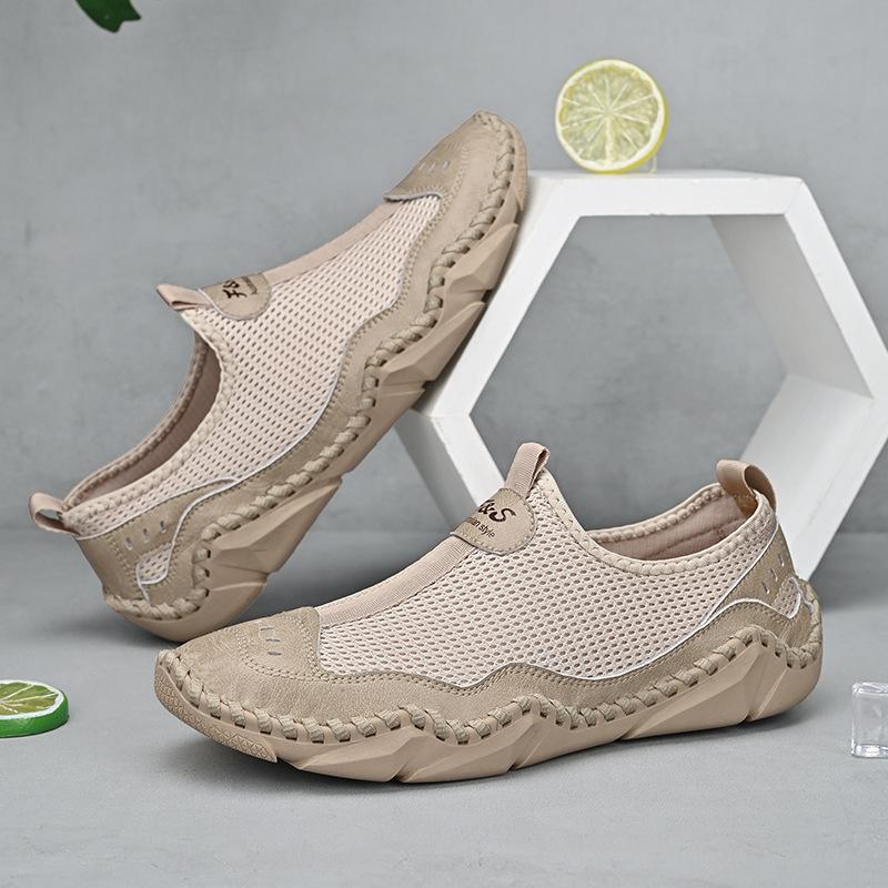 

Summer 2025 new large-size casual mesh shoes hand-sewn soles outdoor trend lazy overalls men s shoes 46 пісочний