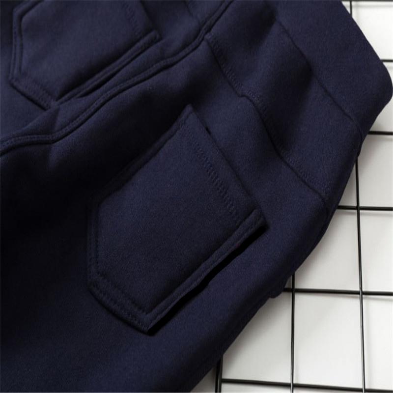 Girls Winter Children Plus Velvet Trousers Thick Warm Solid Color Pencil Pants