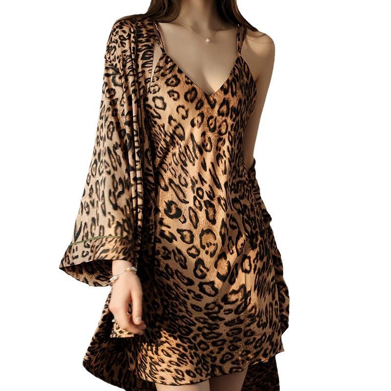 Camiciola con spalline donna estate stampa leopardo camicia da notte francese premium pigiama sexy donna nuovo estate seta ghiaccio
