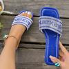 2025 Direct Sales 2025 New Rhinestone One-word Cool Slippers Embroidered D Home Thick Heel Slippers Flat Bottom Cool Slippers Outer Wear