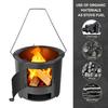 Wood Burning Stove Outdoor Camping Hiking Picnic BBQ Cooking Stove with Handle Portable Stainless