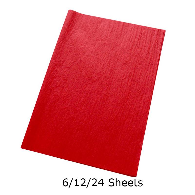 6/12/24PC Tissue Paper Party Decor Gift Packaging Supplies Flower Art Crafts Red Packaging Paper For Gift Wrap Filler 50x75cm