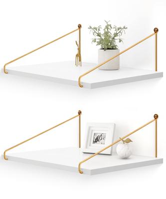 Afuly Wall-Mounted Shelf, 42cm Wide X 30cm Deep, Wall-Mounted Shelf, Wall Rack, Wall Storage, Natural Pine Wood, Display Shelf, Stylish, Set of 2