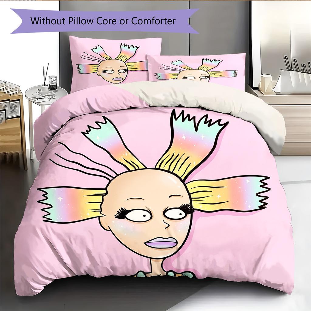 Rugrats  Pattern Bedding Quilt Set  Home Decoration  Gift (1 * Duvet Cover + 2 * Pillowcase  Without Core)