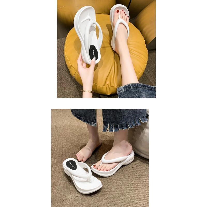 Soleist Thick Sole Wedges Flip Flops for Women 2025 Summer Non-slip Platform Sandals Woman Beach Slippers Girls Outdoor Flip Flops