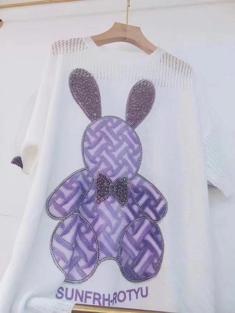 European-Style Faux Mink Hooded Rabbit Sweater for Women - Fashion-Forward, Long-Sleeved, Autumn/Winter, Soft and Comfortable with Stylish Print.