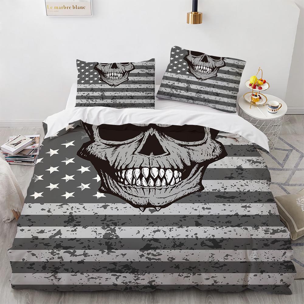 New Distressed Bedding Set Single Twin Full Queen King Size Bed Set Aldult Kid Bedroom Duvet cover Sets Skeleton Bed Sheet Set